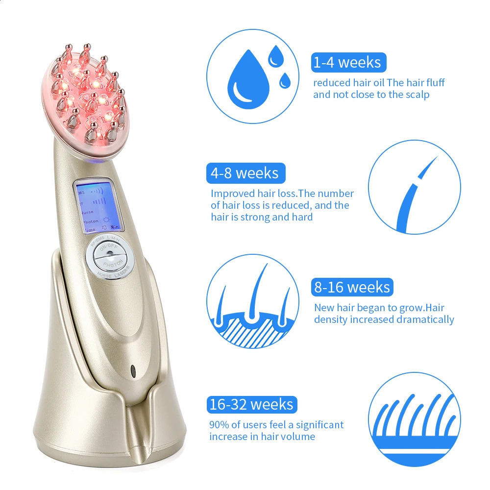 EMS electric massage comb LED hair growth comb hair massage scalp brush for anti hair loss and relaxation 240920