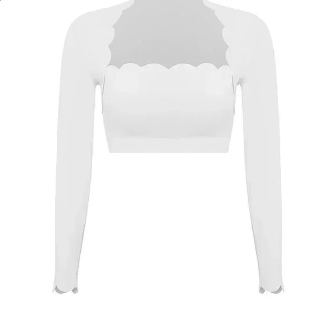 Square neck tight high elasticity fitting yoga exercise long sleeved womens professional running fast drying fitness Pilates training top 240921