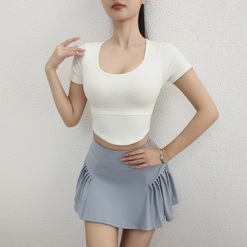 Short Sleeve T Shirts Square Neck Yoga Top High Quality Women Sports T-Shirt