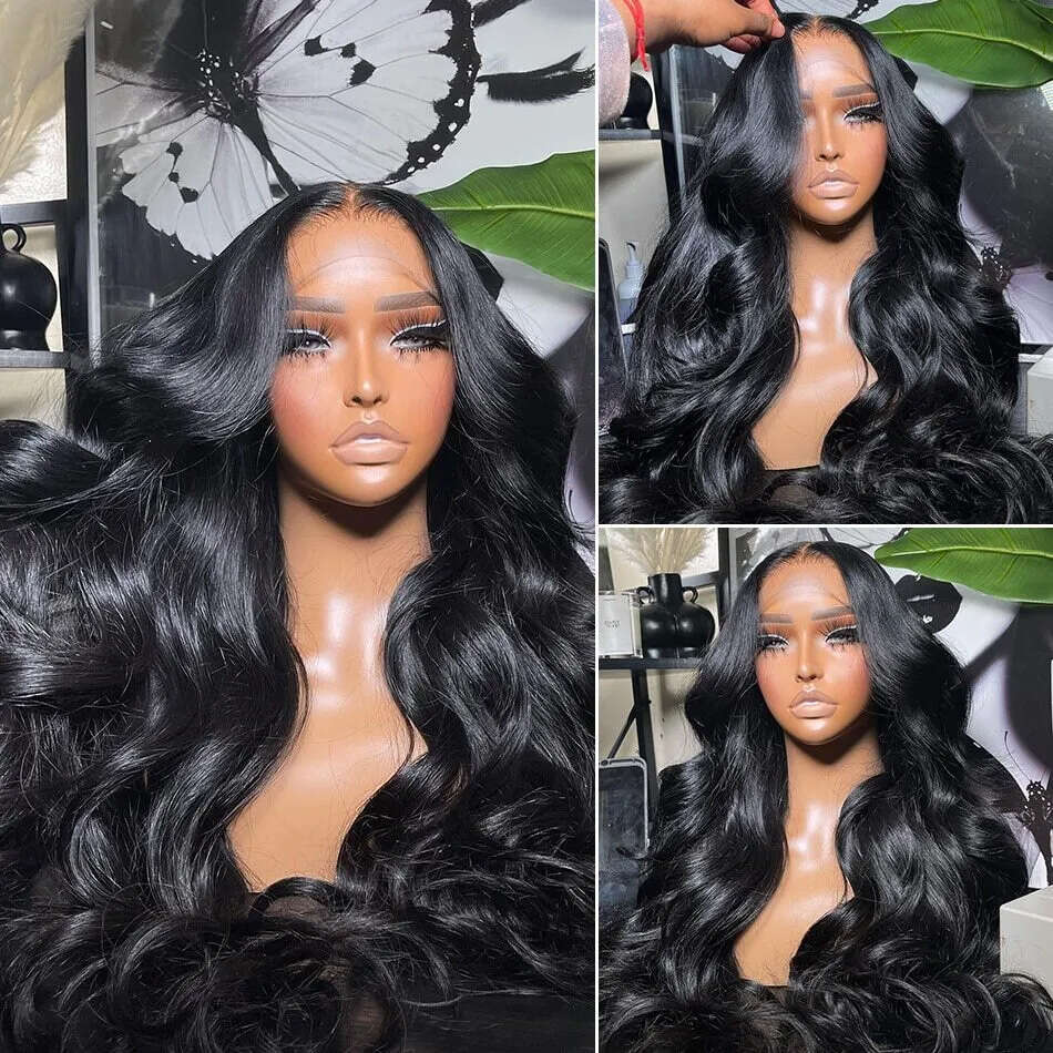 250 Density 30 40 Inch HD Transparent 13x4 Pre Plucked Body Wave Frontal Human Hair Brazilian 13x6 Lace Front Wig Women