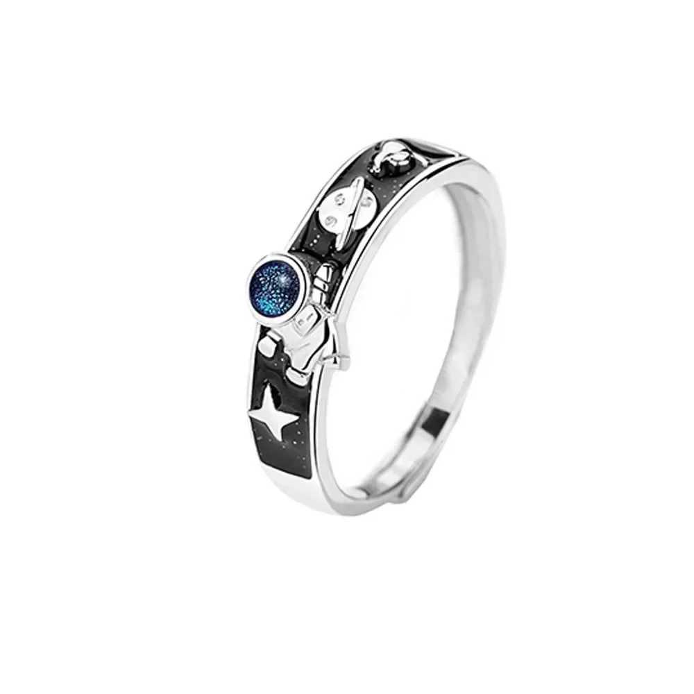 Astronaut couple ring a pair of trendy personality open rings birthday gifts astronauts simple romantic pair ringsX240921