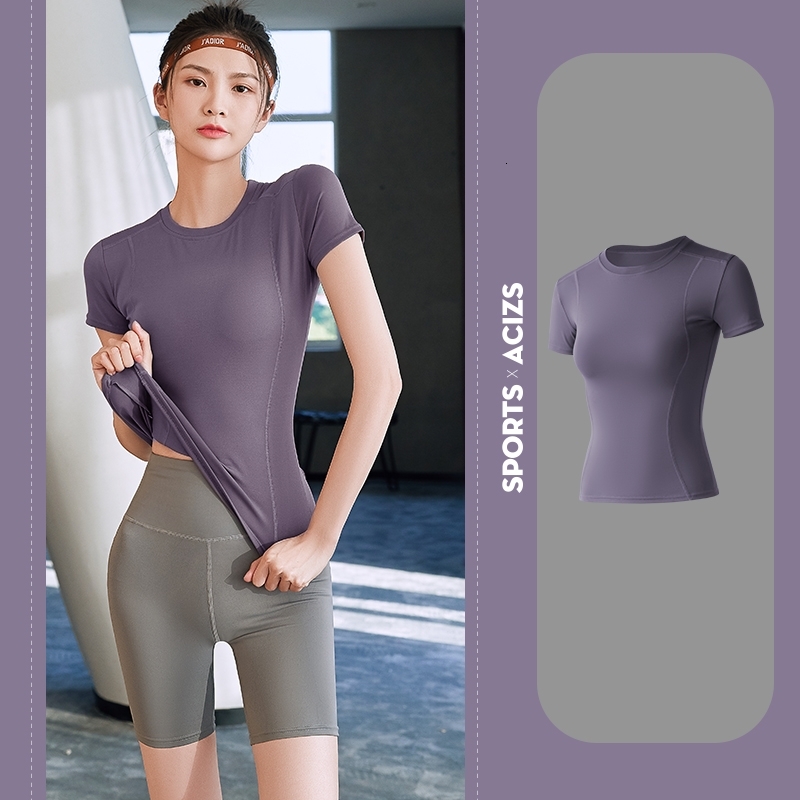 Summer Hot Sale Women Sports Gym Tight T-Shirts Breathable Crop Quick Drying Skin Friendly Yoga Tops