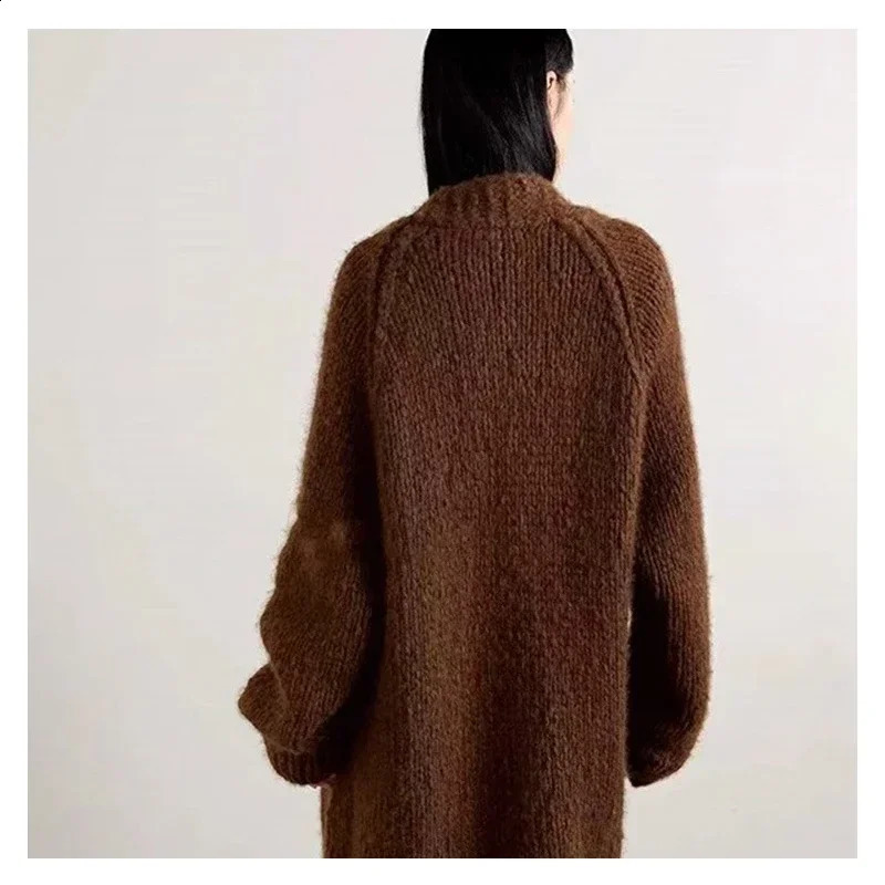 Womens Fall and Winter Cardigan Wool Loose Knit Cardigan Th* R0w Niche Sweater Coat Ladies Wool Coat Women Streetwear Jacket 240913