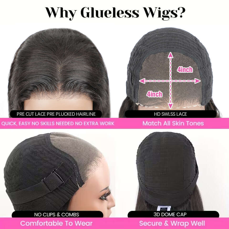 IPRO And Go #4 Chocolate Brown Lace Front Bone Straight Human Hair Pre Plucked Glueless Wigs Ready To Wear