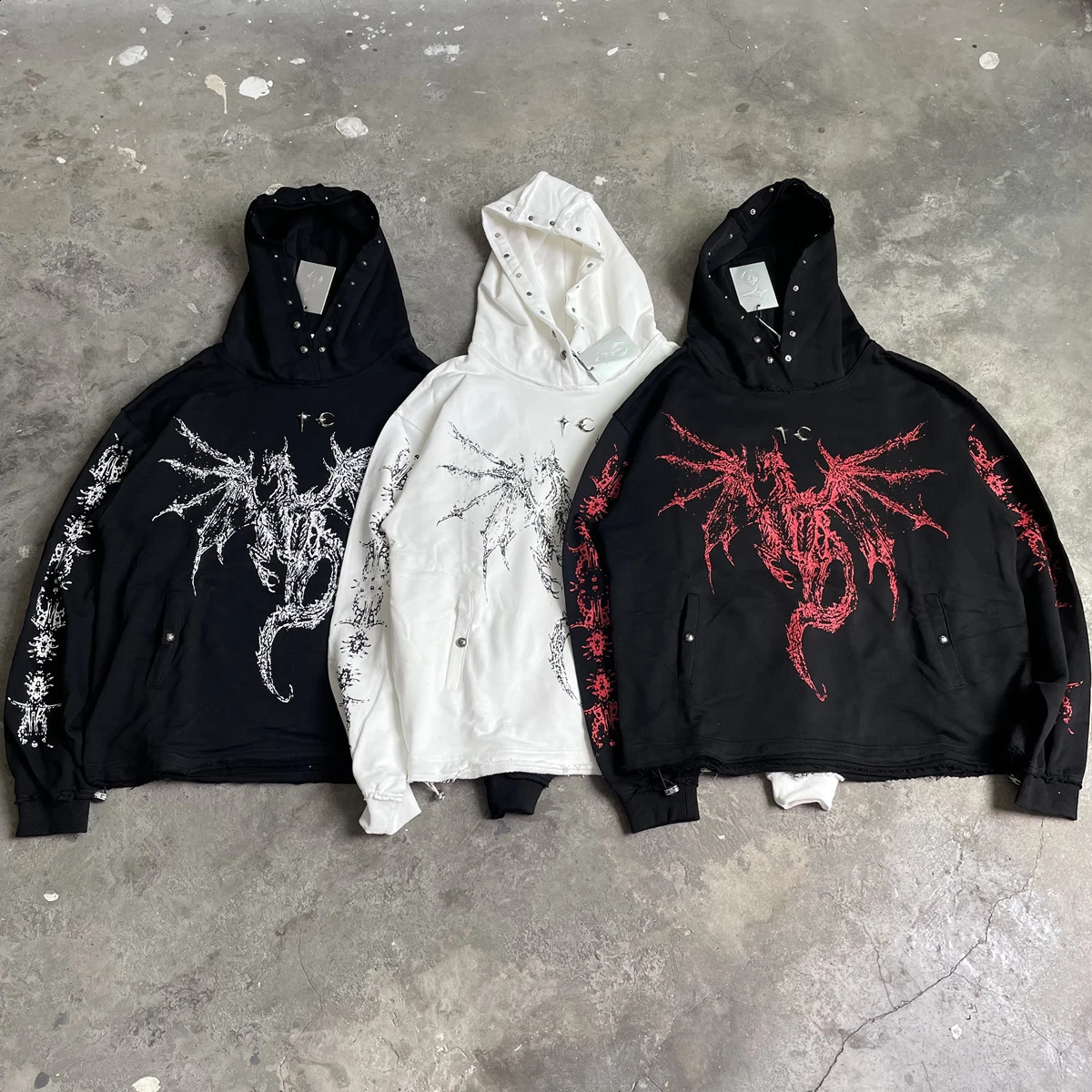 Yao888 THUG CLUB Fashion Pure Cotton Hooded Sweatshirt Oversize Vintage Casual Graphics Pullover Hoodies For Men 240920