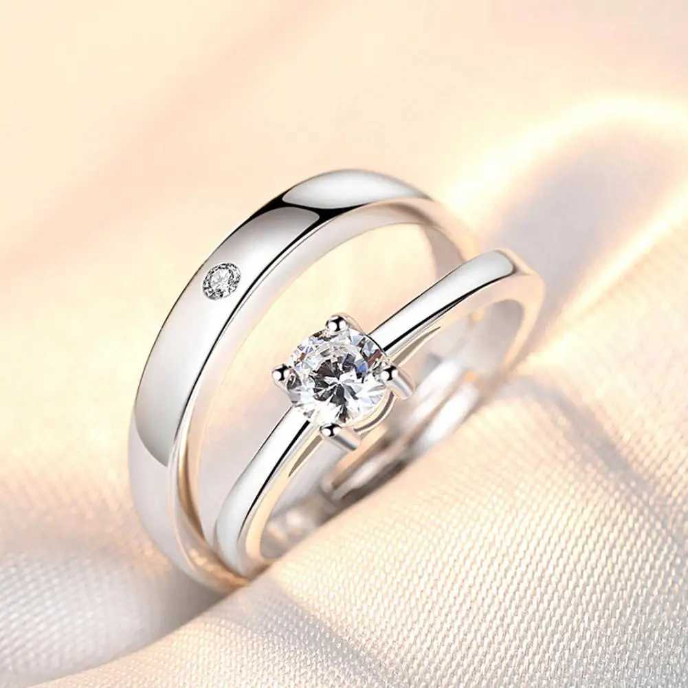 New Simple Couple Rings Silver Color Sun Moon Adjustable Open Ring For Women Men Wedding Fashion Jewelry GiftsX240921
