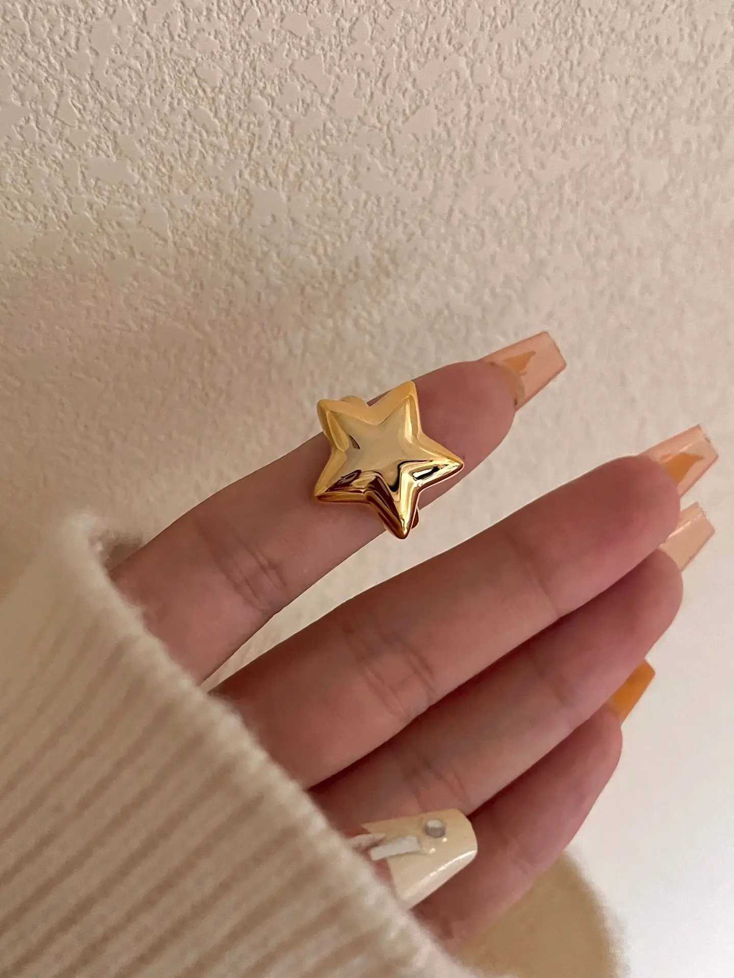 Minimalist Temperament Gold Color Star Pentagram Butterfly Opening Rings for Women Men Couple Engagement Ring Fashion JewelryX240921