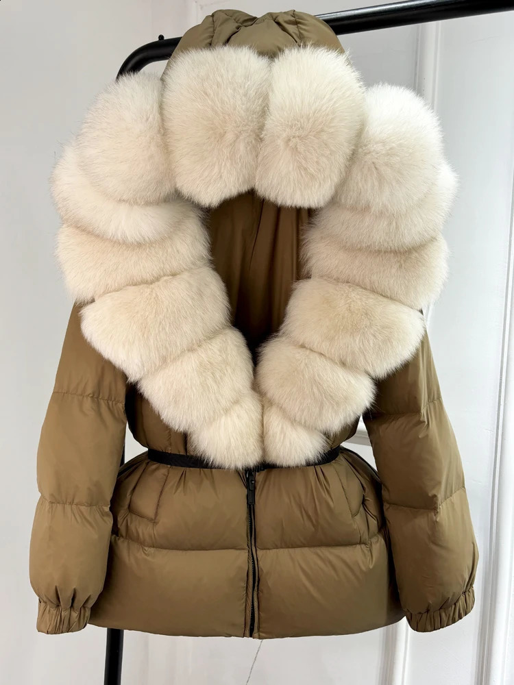 Janveny 2024 Winter Puffer Jacket Women Real Fox Fur Hooded Thick Warm 90% White Duck Down Coat Female Parkas Waterproof 240921