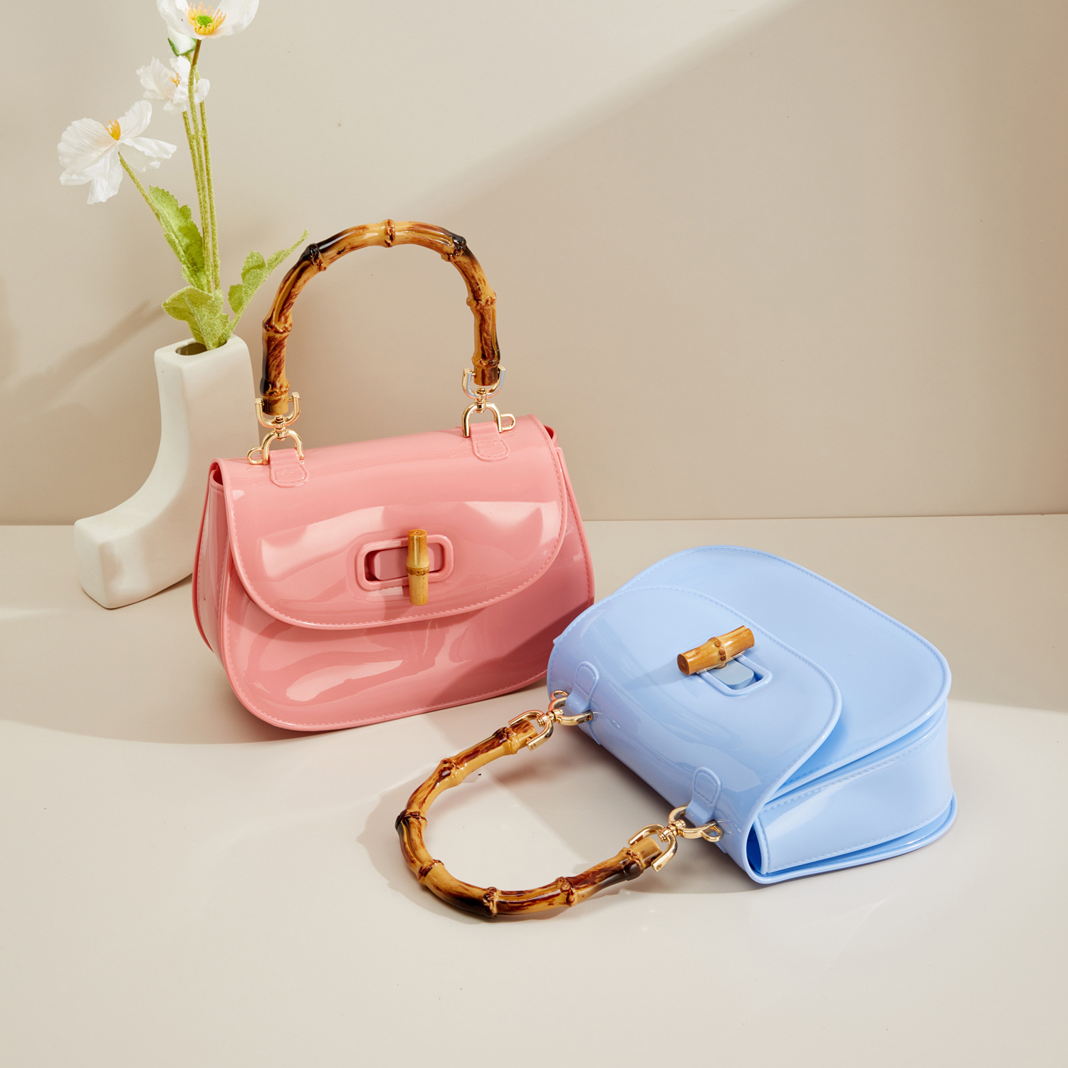 PVC Jelly Bag Fashionable and versatile hand-held cute bamboo shell bag b968