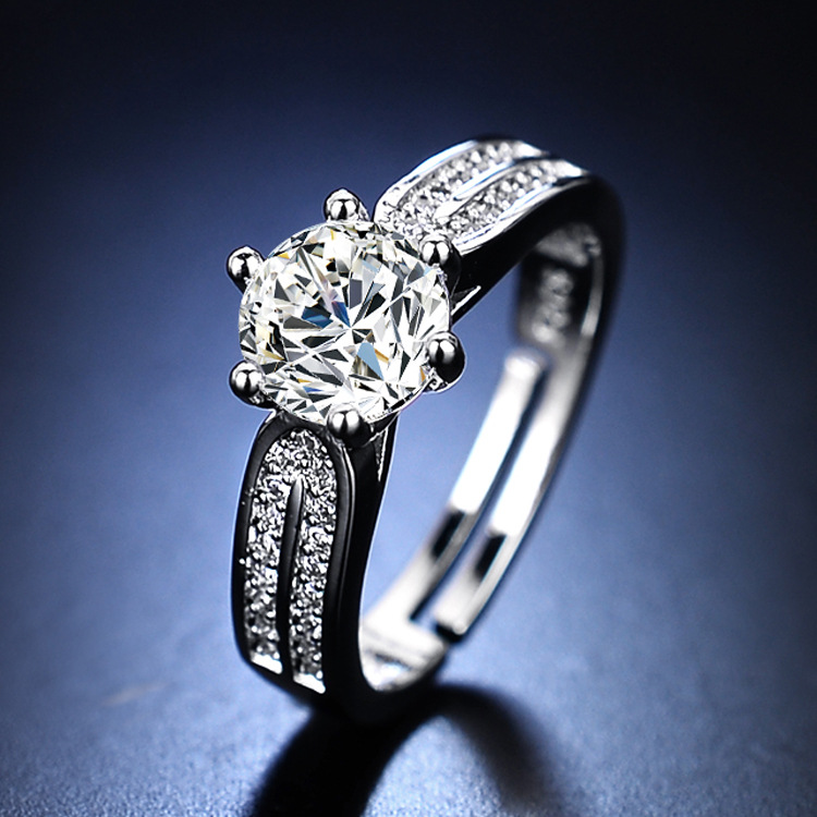 Imitation Moissanite Ring Women's fashion Six Prongs Wedding Ring Free Shipping