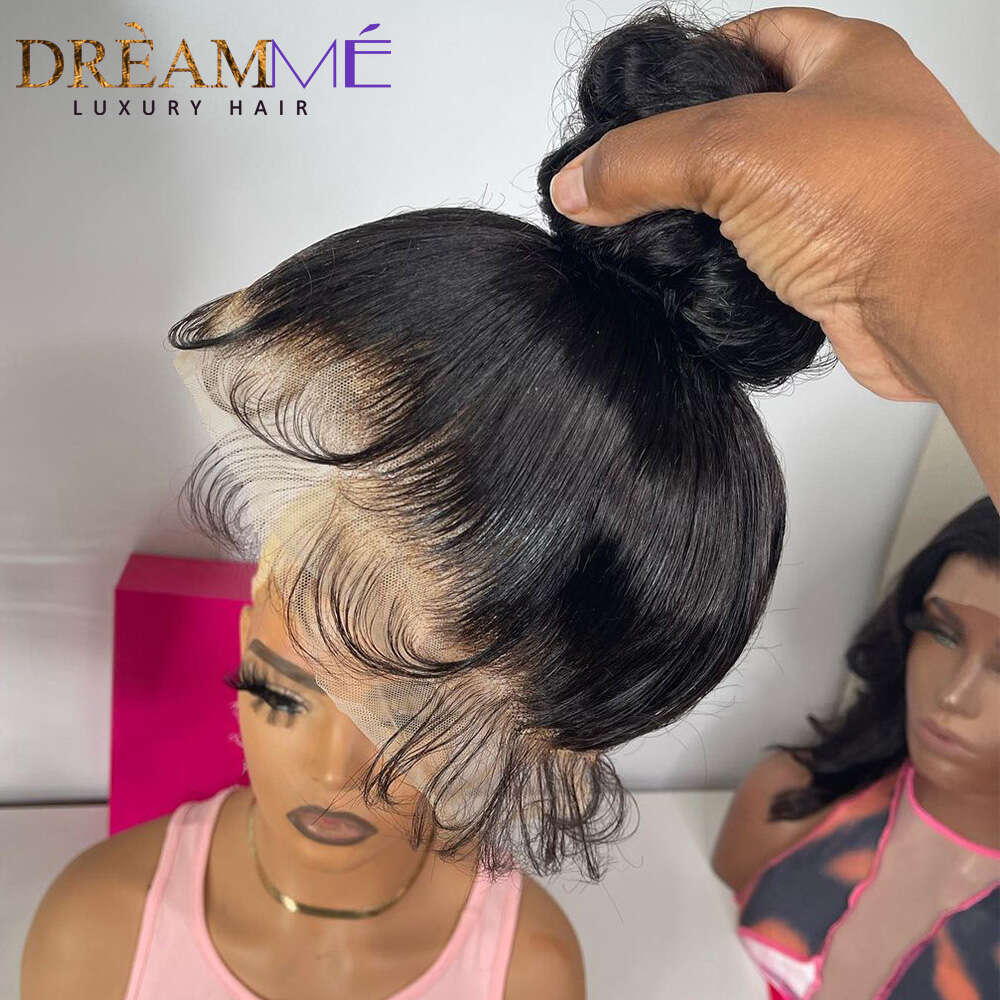 Invisible Strap Glueless Transparent Frontal Straight 360 Full Human Hair Wigs Wear and Go Per Cut Lace Remy