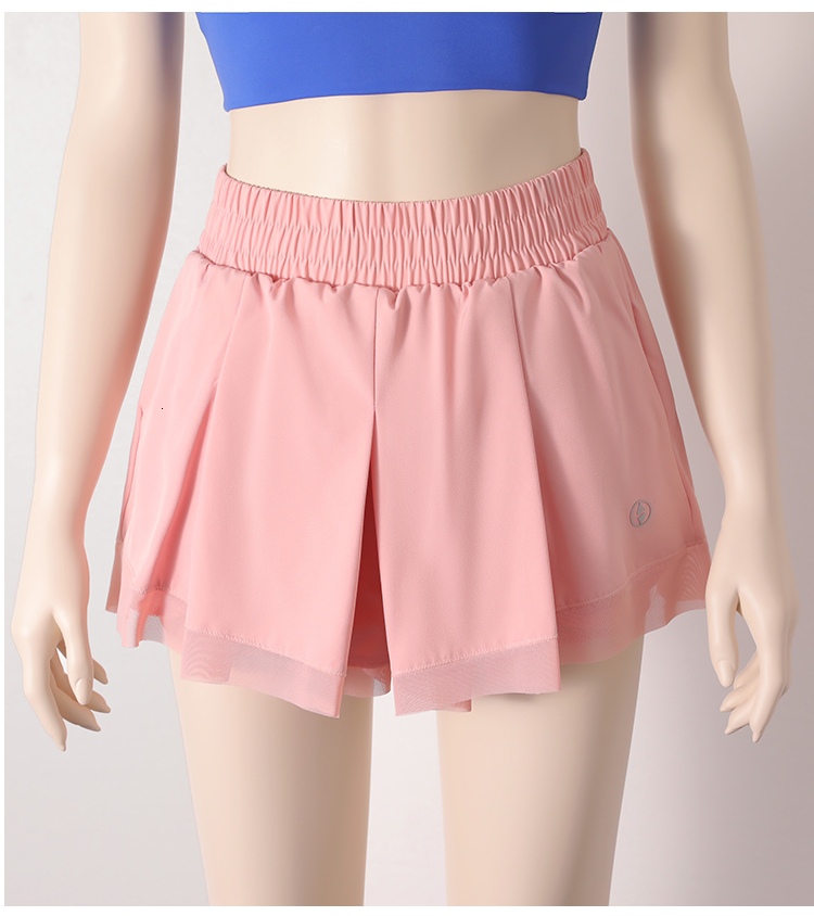 Women Tennis Skorts Sport Athletic Yoga Skirt Solid Color Anti Exposure Fiess High Waist Shorts Female Sportswear