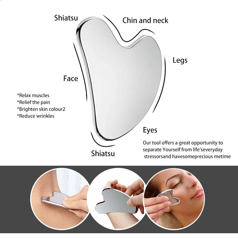 Stainless Steel GuaSha Scraping Face Care Lifting Massage Tools Anti Wrinkle Skin Tighten Cooling Cellulite Massager Tool 240911