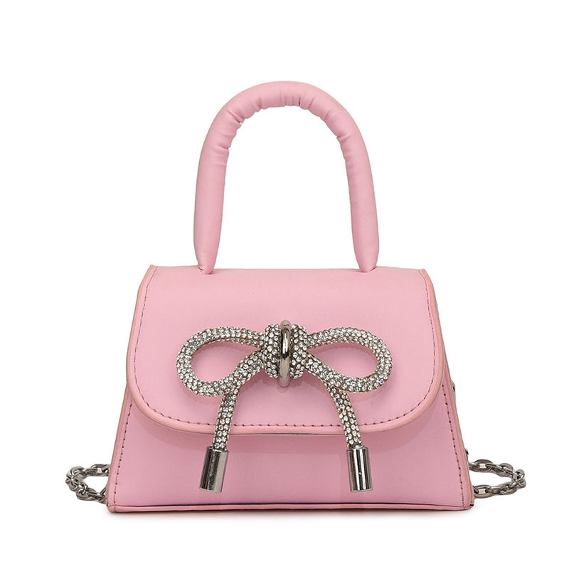 Bow shaped Korean style western-style small square bag Female 2024 new mini handbag Simple chain shoulder bag