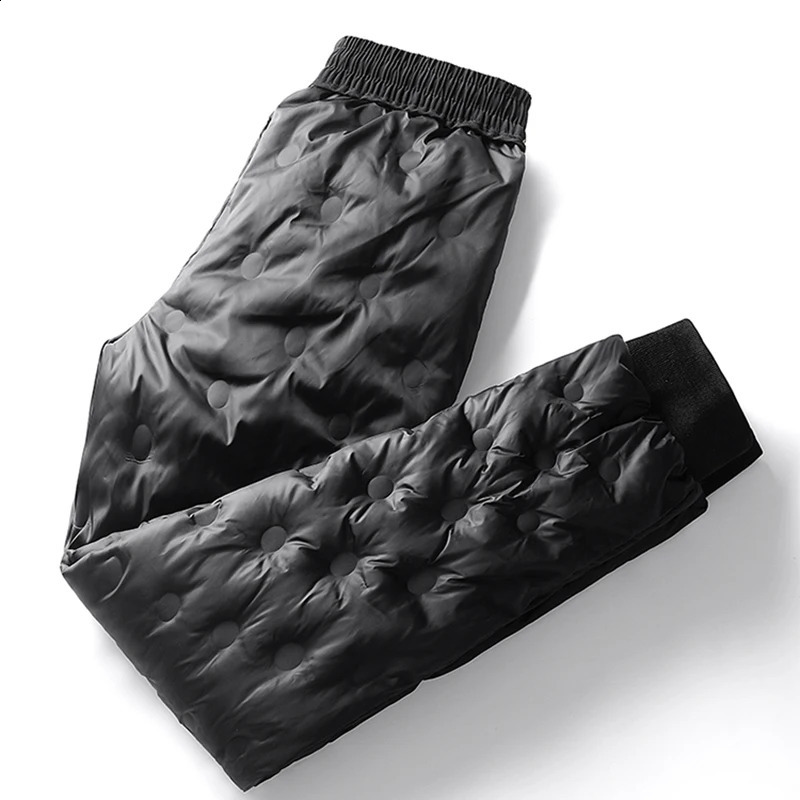 Autumn And Winter Mens Solid Color Drawstring Pants Outdoor Fitness Jogging Pants Thickened Big Yards Down Pants 240913