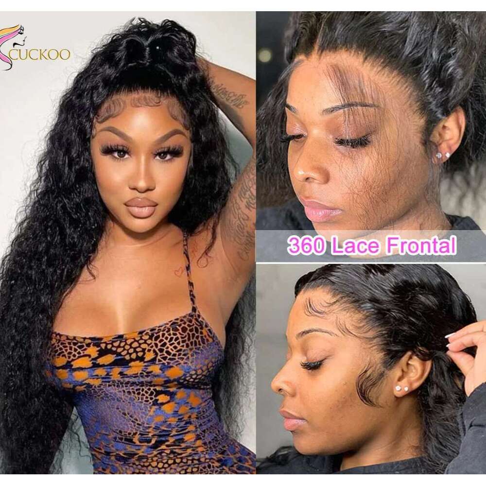 250 Density 360 Full Pre Plucked Deep Front Human Hair Wigs Curly HD Transparent Lace frontal Wig