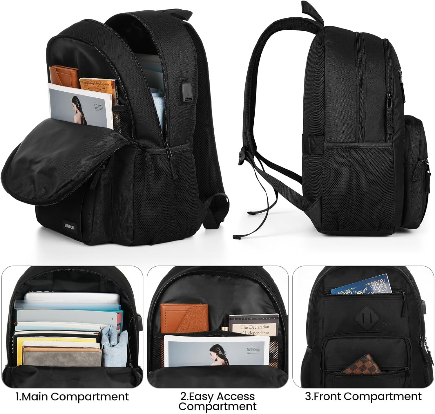 Men Women, for Teens Boys and Girls, Lightweight Casual High School Bobag, Daily-use Travel Laptop Backpack with USB Charging Port Fits 15.6 Inch