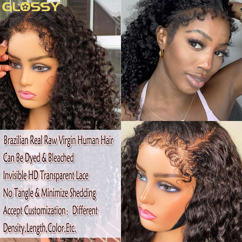 250% 13x6 Hd Afro Kinky Curly 100% Human Hair Glueless 13x4 4c Edges Lace Front Wigs For Women 30 Inch Deep Wave Frontal Wig