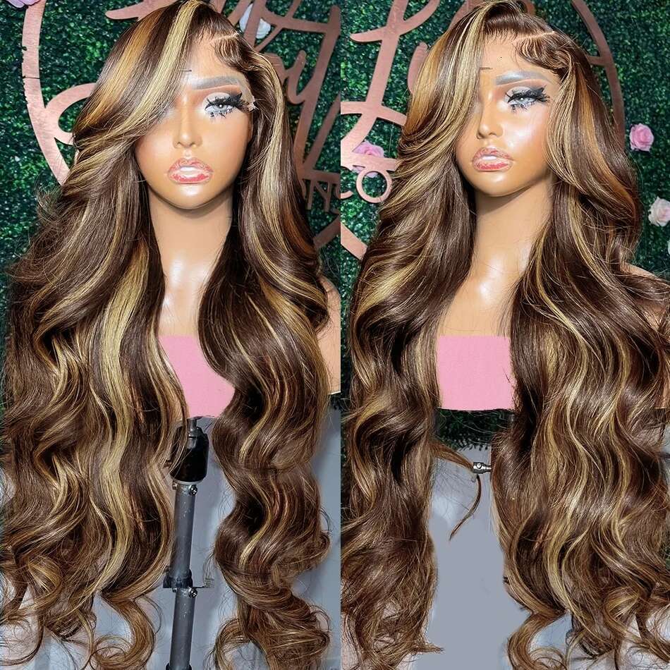 Glueless Highlight Body Wave 13x6 Full Frontal Wigs 100% Human Hair Honey Blonde 13x4 HD Lace Front Wig