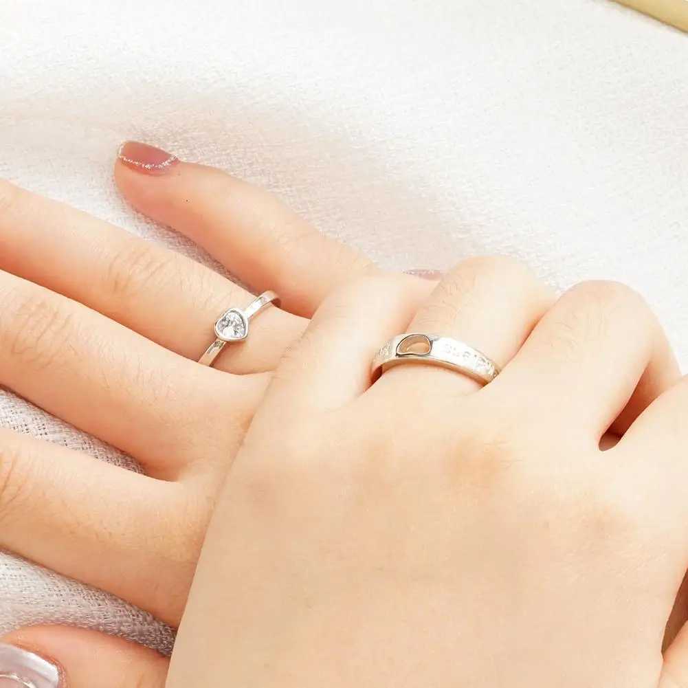 2Pcs/set Couple Rings Adjustable Wedding Jewelry For Women Men Romantic Promise Couple Rings Set Valentines Day JewelryX240921