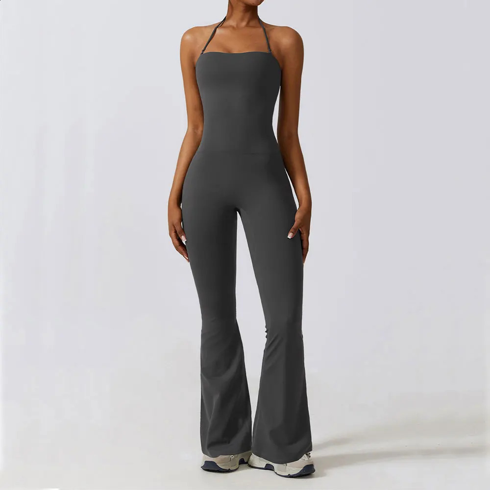 Yoga Set Jumpsuits Womens Tracksuit One Piece Workout Rompers Sportswear Gym Set Workout Clothes for Women Push Up Flared Pants 240914