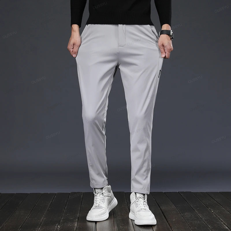 MINGYU Clothing Autumn Casual Pants Men Slim Work Elastic Waist Jogger Outdoor Thick Black Trousers Sweatpants Male 240910