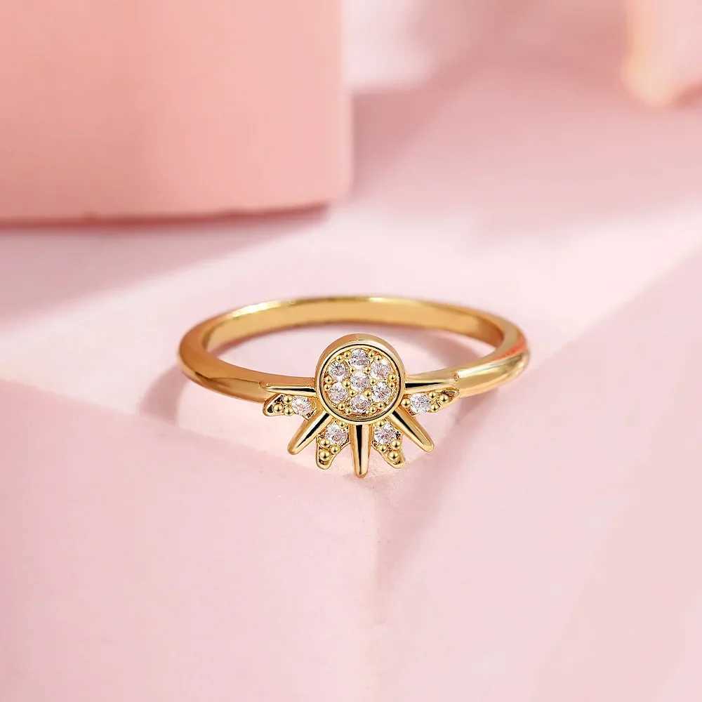 YILUOCD 925 Sterling Silver Sun and Moon Ring Set for Women Sparkling Cubic Zirconia Stackable Rings Promise Couple Fine JewelryX240921