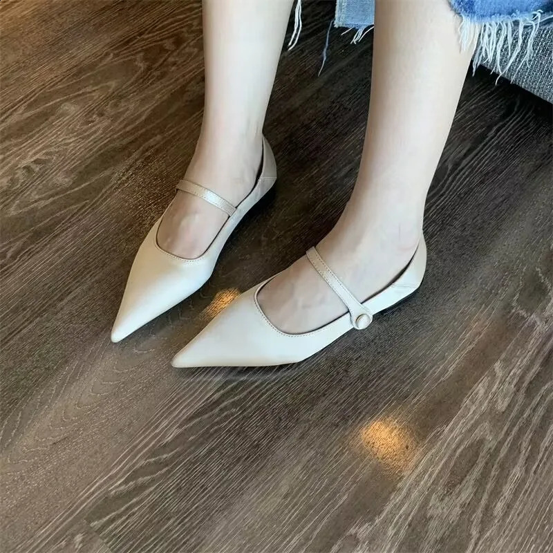 Spring Shoes Womens Retro Satin Low Toe Shallow Scissors Mary Simple Shoes 240919