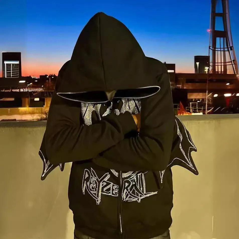 Y2K Fashion Retro Street Zipper Hooded Sweater Fire Dragon Pattern Neutral Sports Fantasy Long Sleeve Sweater 240930