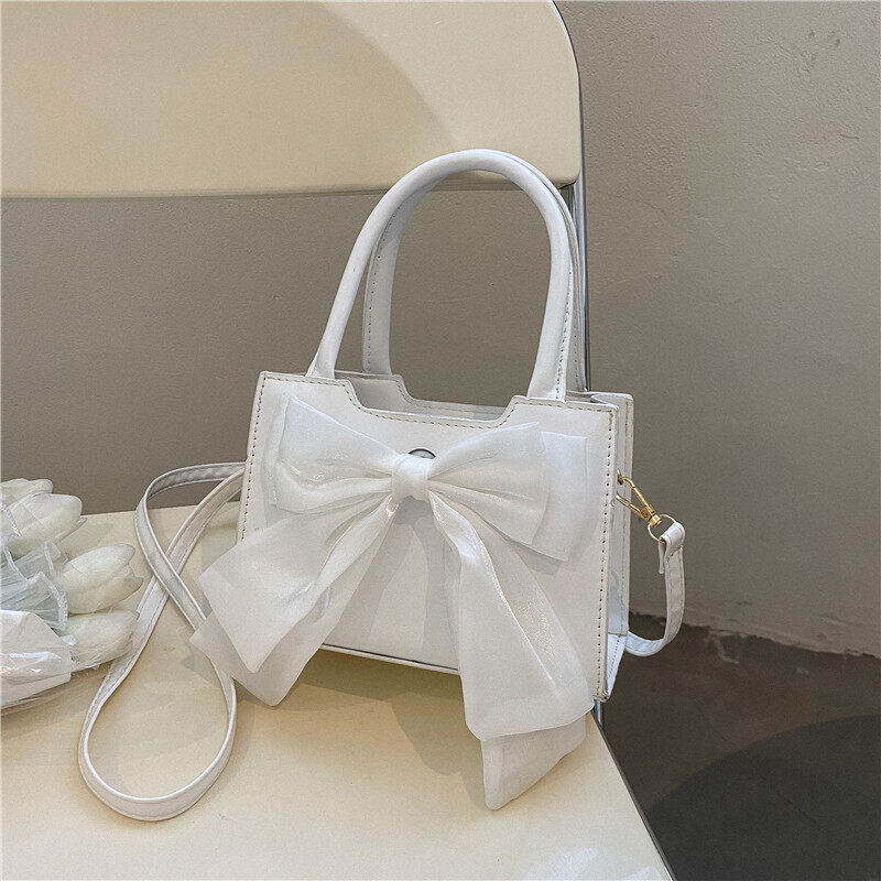 Cute Fairy Knot Handbag for Women New 2023 Summer Chic Versatile Shoulder Crossbody Bag with Soft Surface Zipper Closure