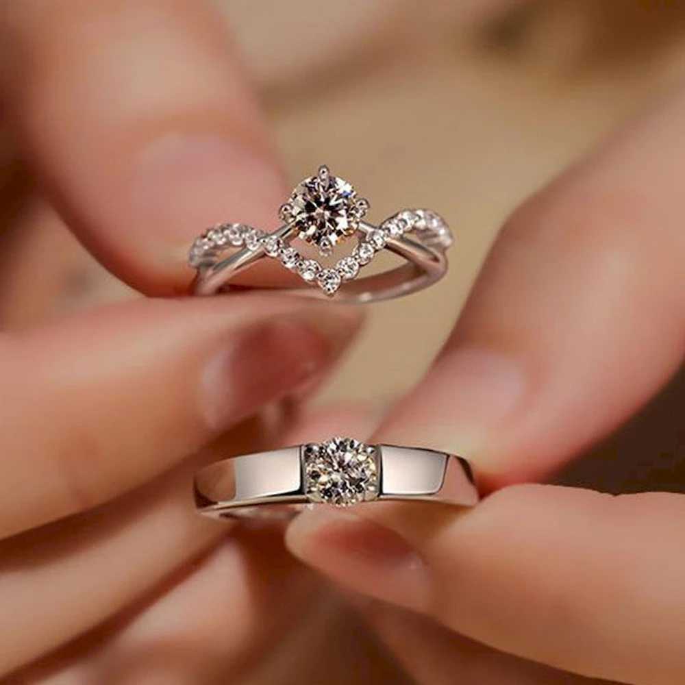 2024 Hot Sale 1 Pair Adjustable Copper Plated Platinum Couple Ring Men Women Overlap Opening Finger Jewelry Drop ShippingX240921