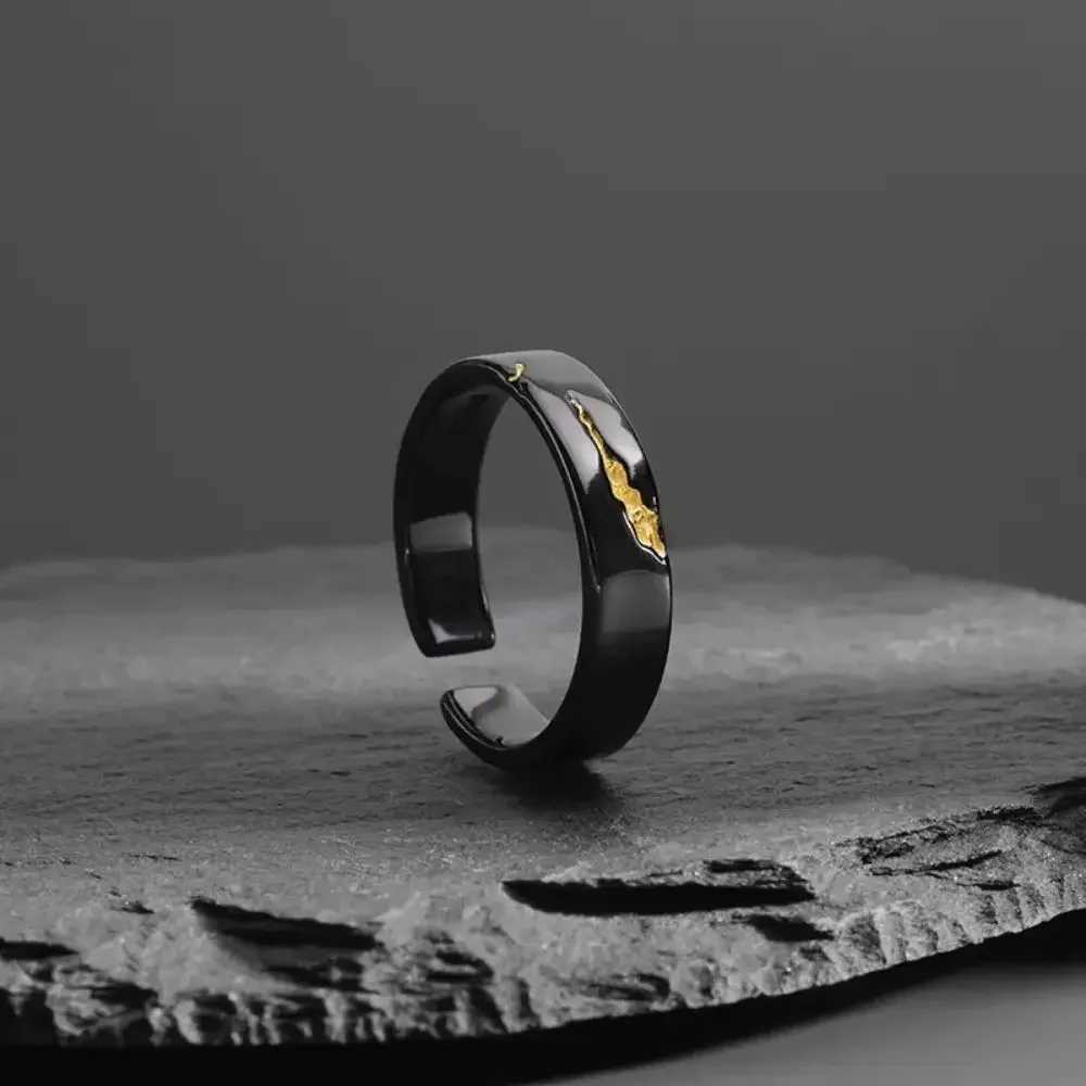 New Popular Gilding Men Ring Black Fashion Advanced Adjustable Ring For Trend Couple JewelryX240921