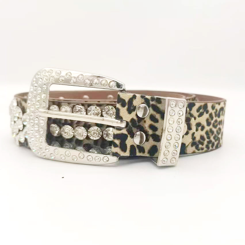 Bling Rhinestone Belts For Women Wholesale Factory Fast Shipment Custom Logo Rhinestone PU Leather Belt