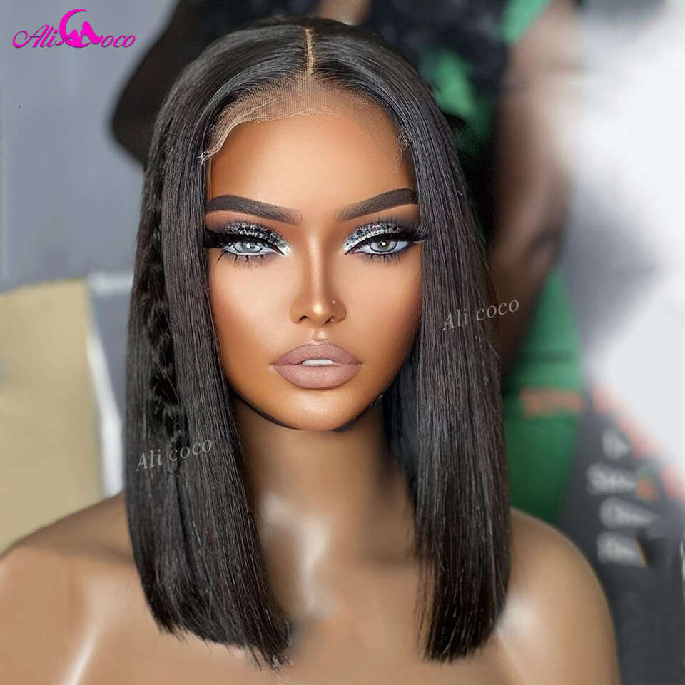 Brown Short Straight Bob Human Wigs Pre-Plucked With Baby Hair Honey Blonde Colored Lace Frontal Wig For Women