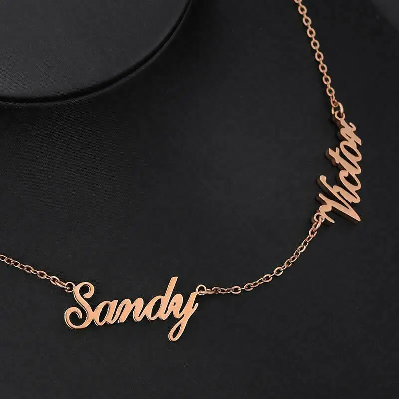 Personalized Custom Name Necklace Stainless Steel Multiple Names Nameplate Pendant Necklaces for Women Jewelry Gifts 250206