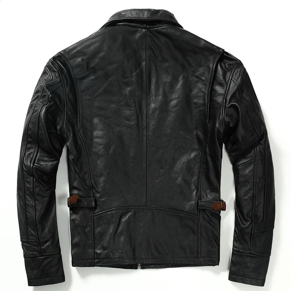 Retro mens leather jacket thick 100% natural denim motorcycle jacket winter mens leather clothing 3 colors M100 240919