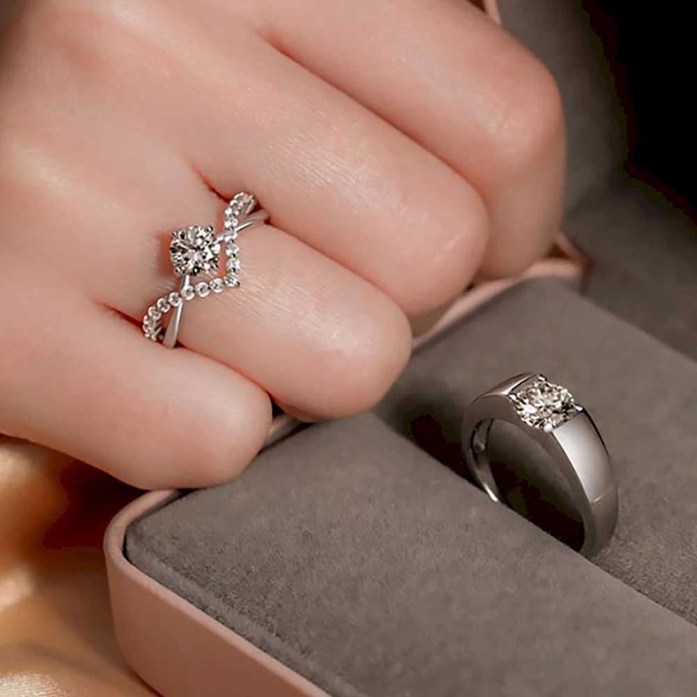 2024 Hot Sale 1 Pair Adjustable Copper Plated Platinum Couple Ring Men Women Overlap Opening Finger Jewelry Drop ShippingX240921