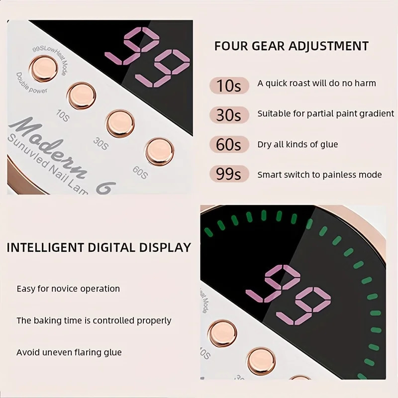 268W UV LED Nail Lamp Professional Nail Dryer Gel UV Light for Nails with 4 Timers and LCD Auto Sensor for Salon and Home 240914