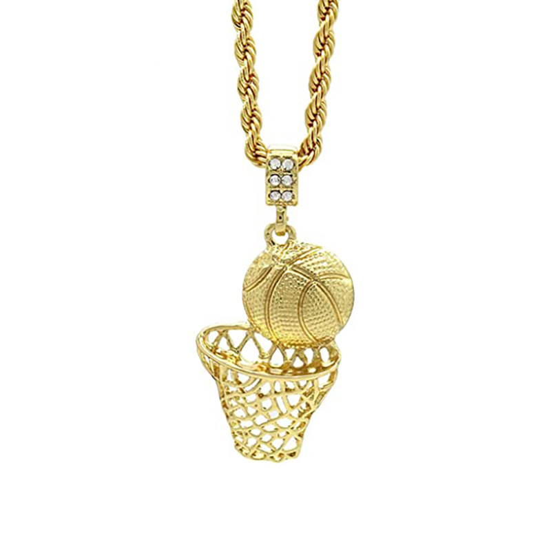 New Basketball Necklace Hip Hop Cuban Men's Accessories Vintage Necklace Free shipping