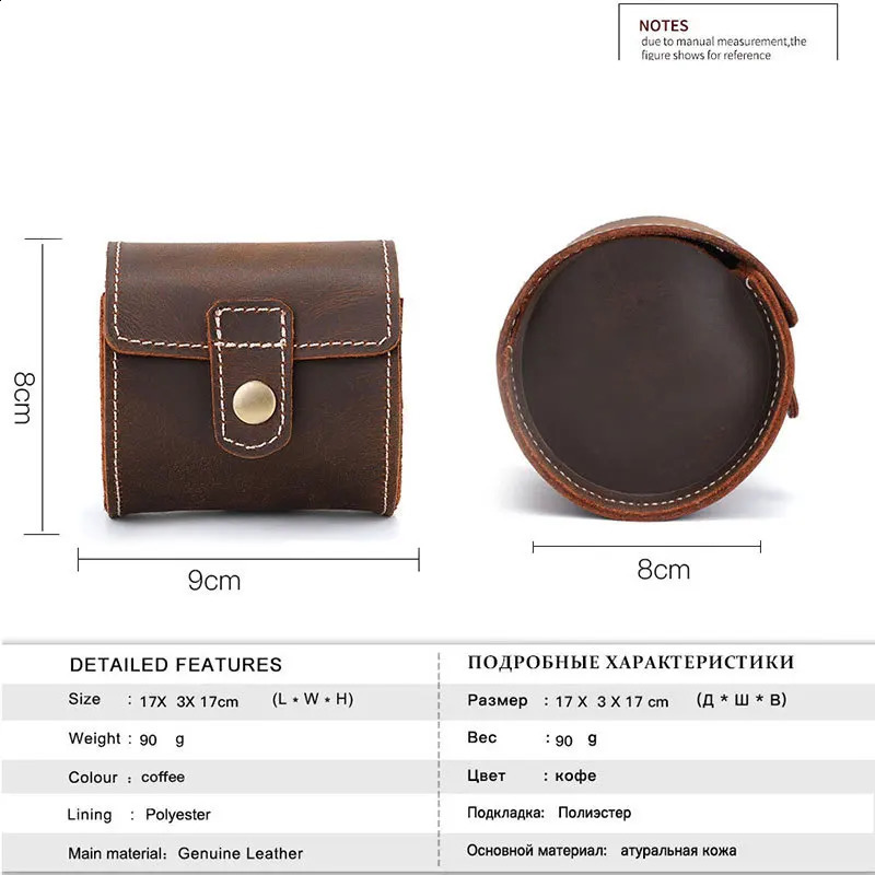 Watch Box 1-slots Retro Leather Cylindrical watch box case Portable Watch Storage Box single watch organizer UTHAI 240909