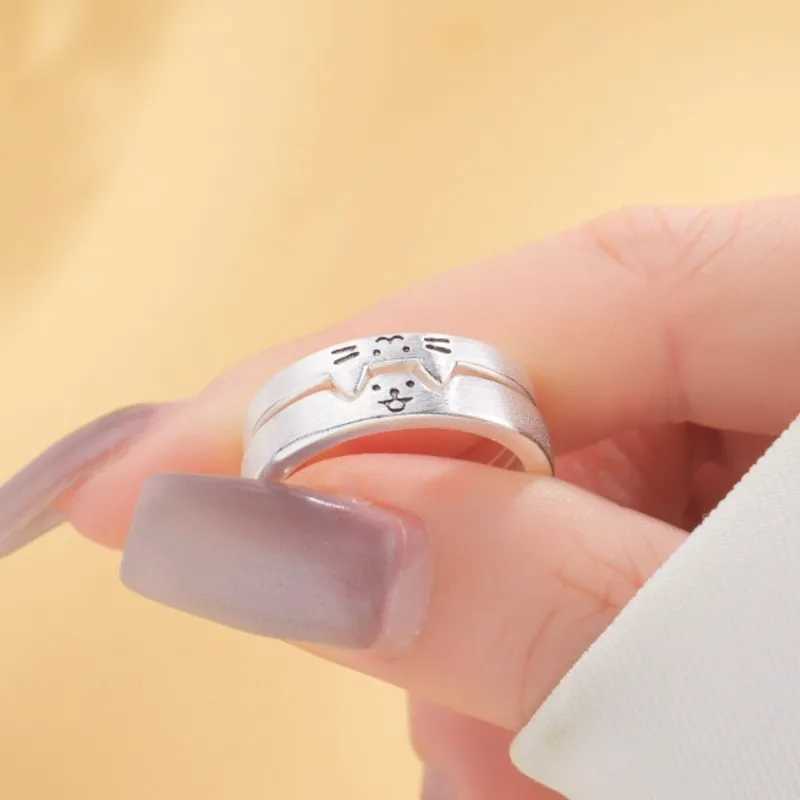 Cute Cat and Dog Animal Couple Ring for Women Men 2024 New Fashion Statement Lovers Rings Valentines Day Party Jewelry GiftsX240921