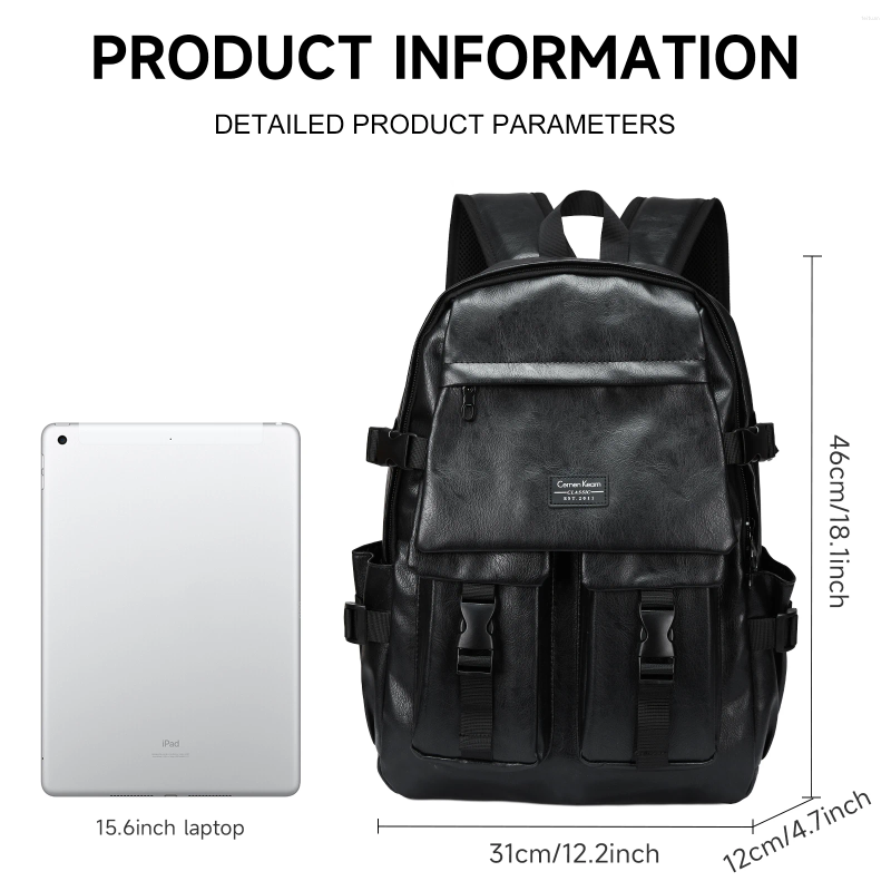 Backpack Leather For Men Ideal Business Waterproof Scratch-Resistant High Capacity Timeless Fit 15.6 Laptop