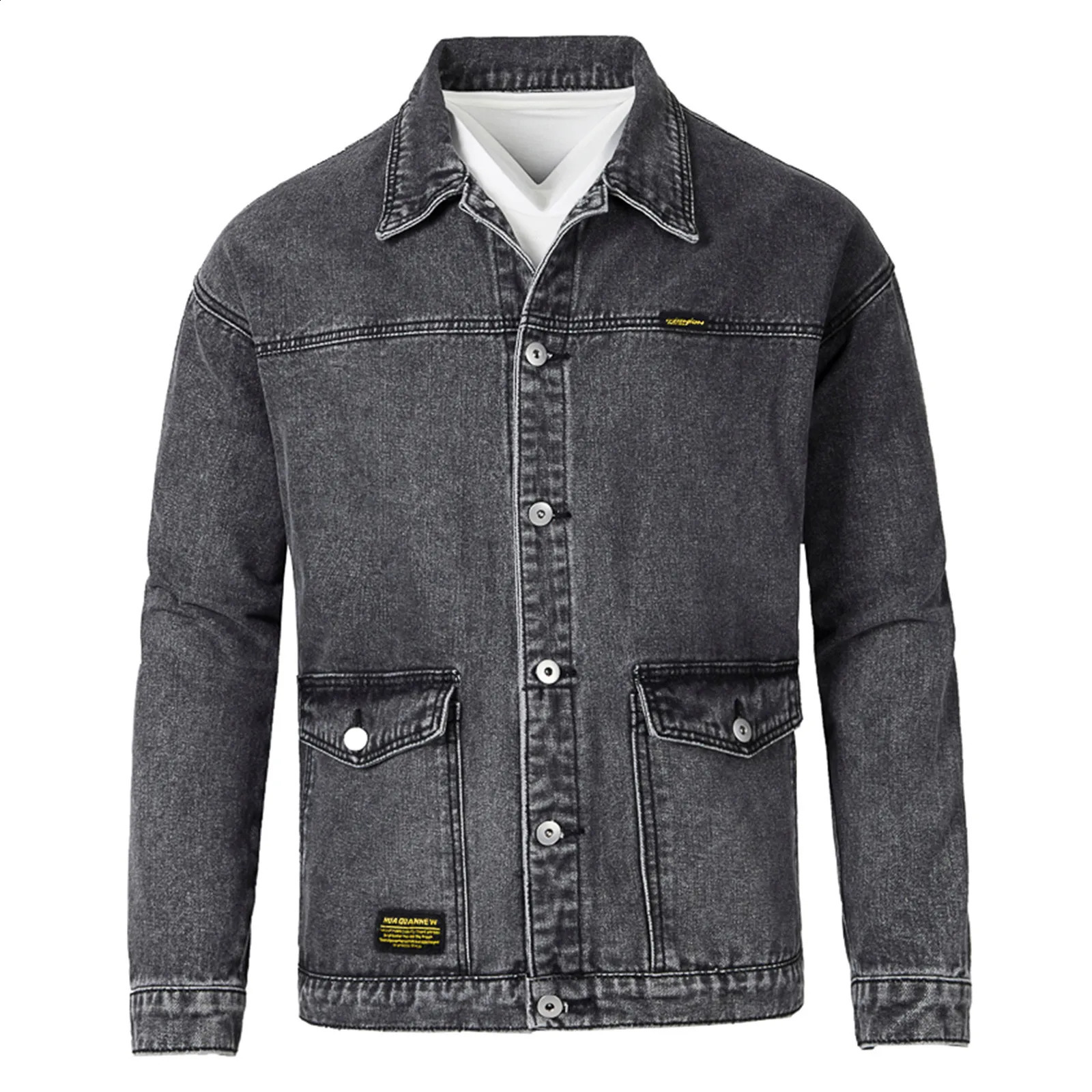 Mens denim jacket ultrathin suitable for inner pocket mens casual hiphop loose single chest open top 240921