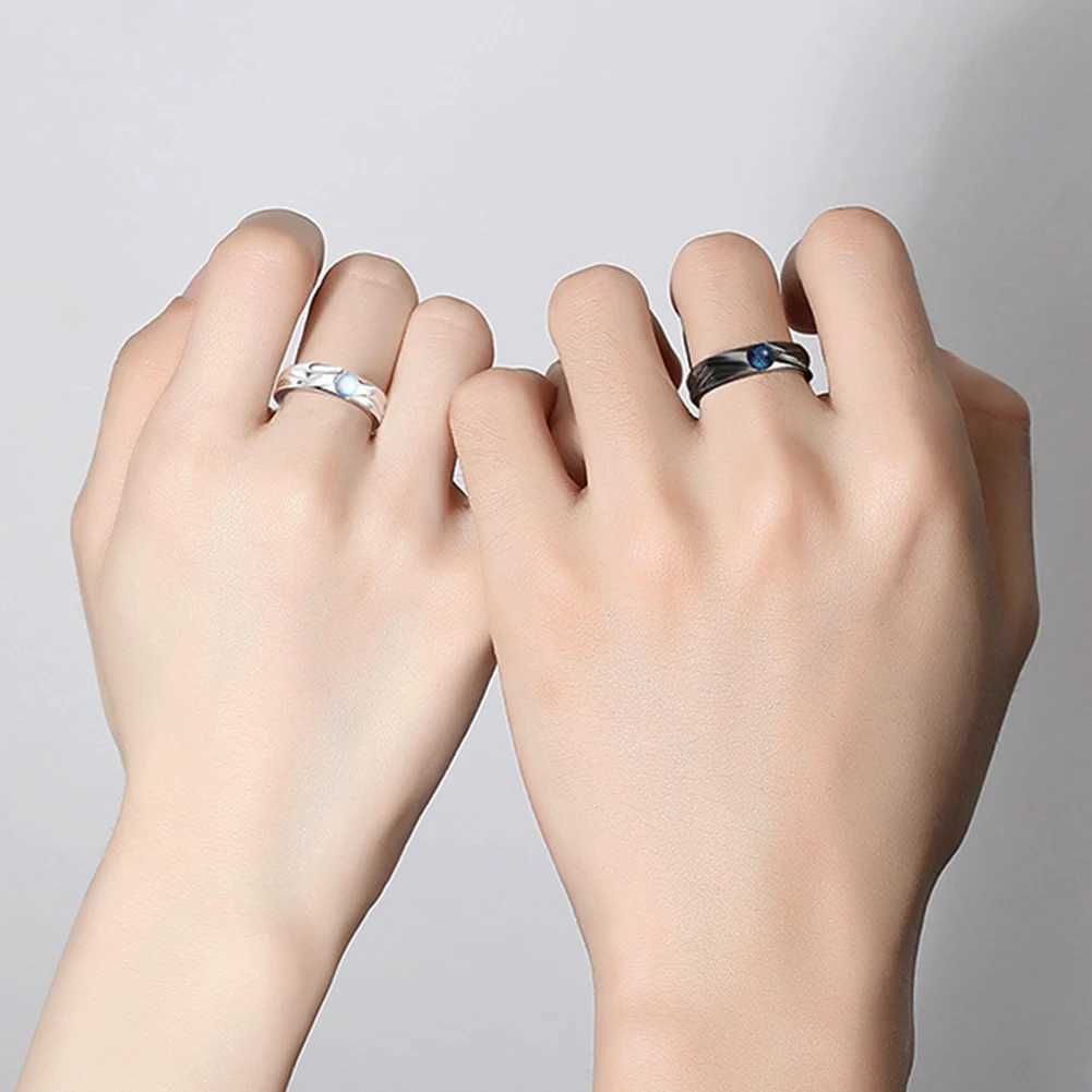 New Couple Ring Happy Planet Astronaut Moonstone Couple Pair Ring Light Luxury Personality Couple Space Planet AstronautX240921