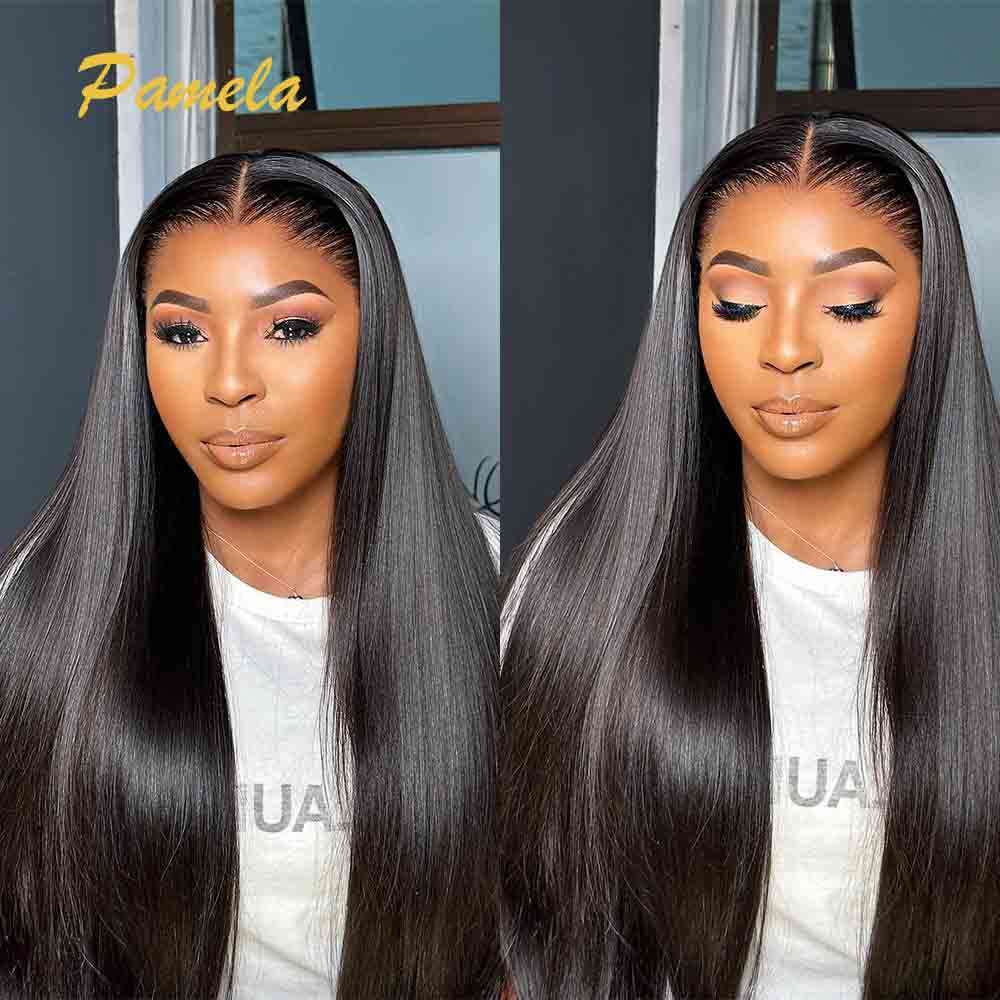Double Drawn Glueless PrePlucked Human Ready To Go Bone Straight 13X6 HD Transparent Lace Frontal Princess Hair Wig