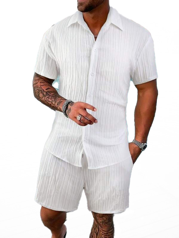 Blank Jogger Tracksuit Plus Size Polo button Summer Tshirt And Shorts 2 Piece Men Shorts Cotton Men's Tracksuit two piece shirt sets for men