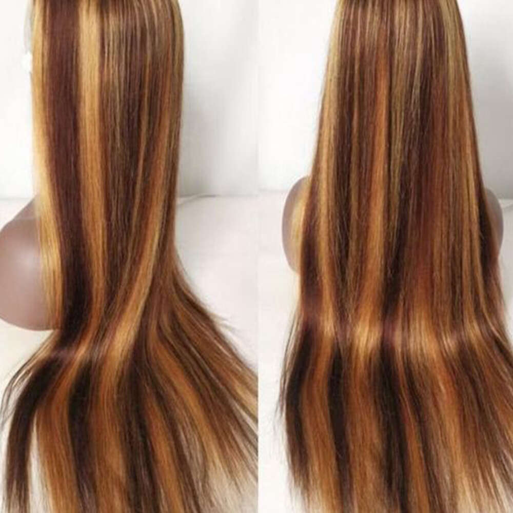 Highlight Straight Frontal Colored Human Hair Wigs 30 Inch Lace Front Wig