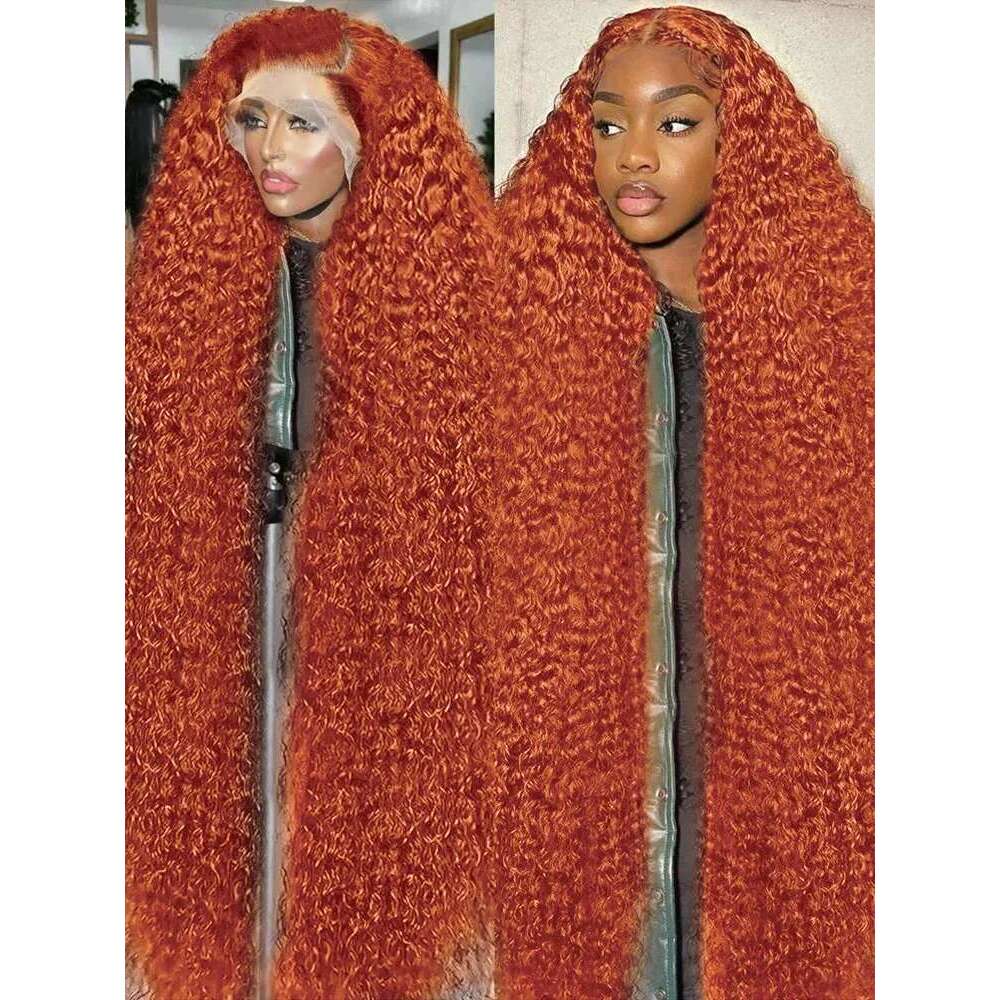 30 40 Inch Orange Ginger Deep Wig 250 Density 13x4 13x6 Curly Wave Color Lace Frontal Human Hair Wigs For Women