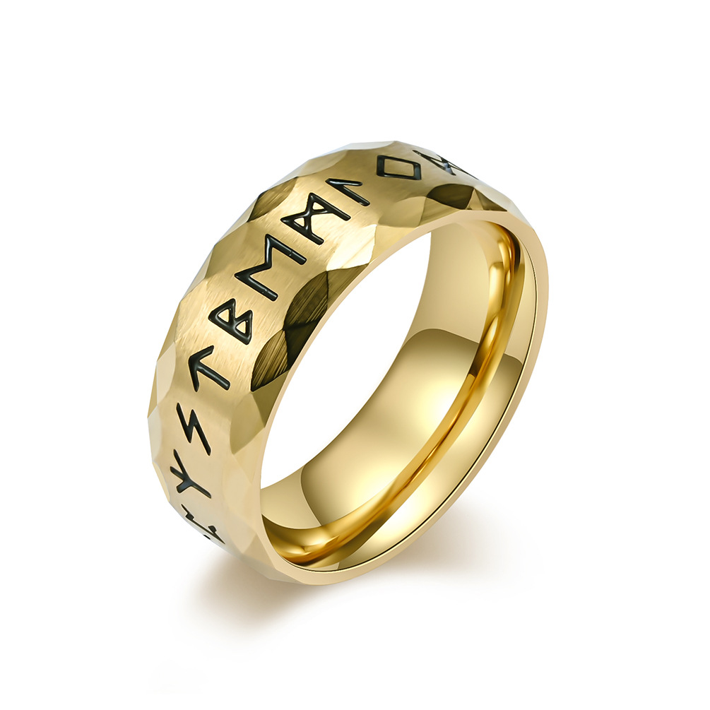 New vintage Nordic text titanium ring antique silver men's hand jewelry Free shipping