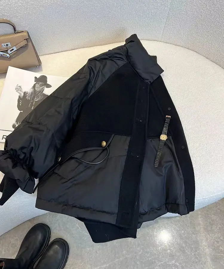 2024 Winter Large Size Parka Cotton Down Jacket High-Quality Thick Patchwork Jacket Black Zipper Coat Women 240914
